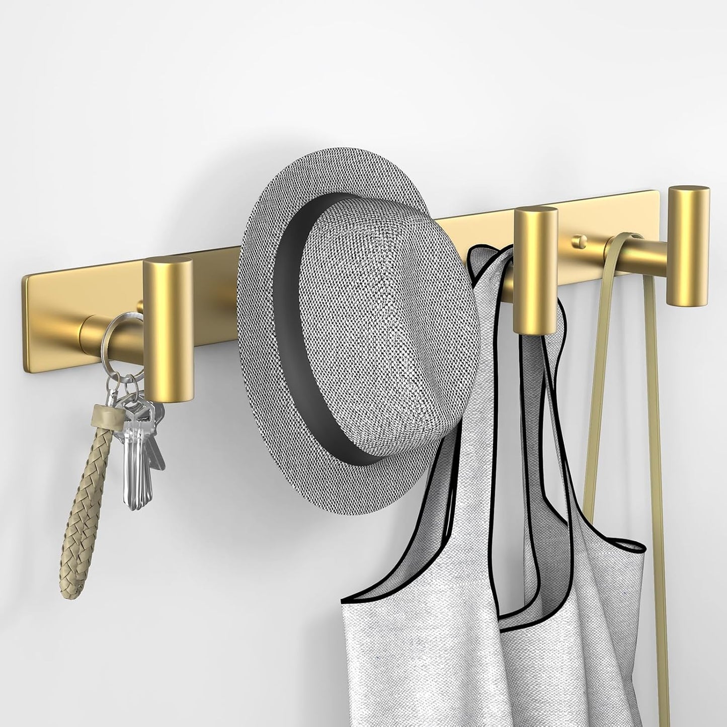 VAEHOLD Black Hat and Coat Wall Mount Rack - 3 Hooks for Robes, Bags, Keys, and Towels - Bathroom Towel Hanger Organizer (1 Pack)