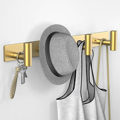 VAEHOLD Black Hat and Coat Wall Mount Rack - 3 Hooks for Robes, Bags, Keys, and Towels - Bathroom Towel Hanger Organizer (1 Pack)