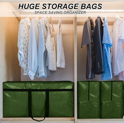 Windyun 4 Pack 57 Gallon Extra Large Moving Bags XXL Heavy Duty Storage Bag with Strong Zipper Handle Jumbo Big Tote Box Foldable for College Dorm Travel Clothes Duffle Blanket Pillow(Red)