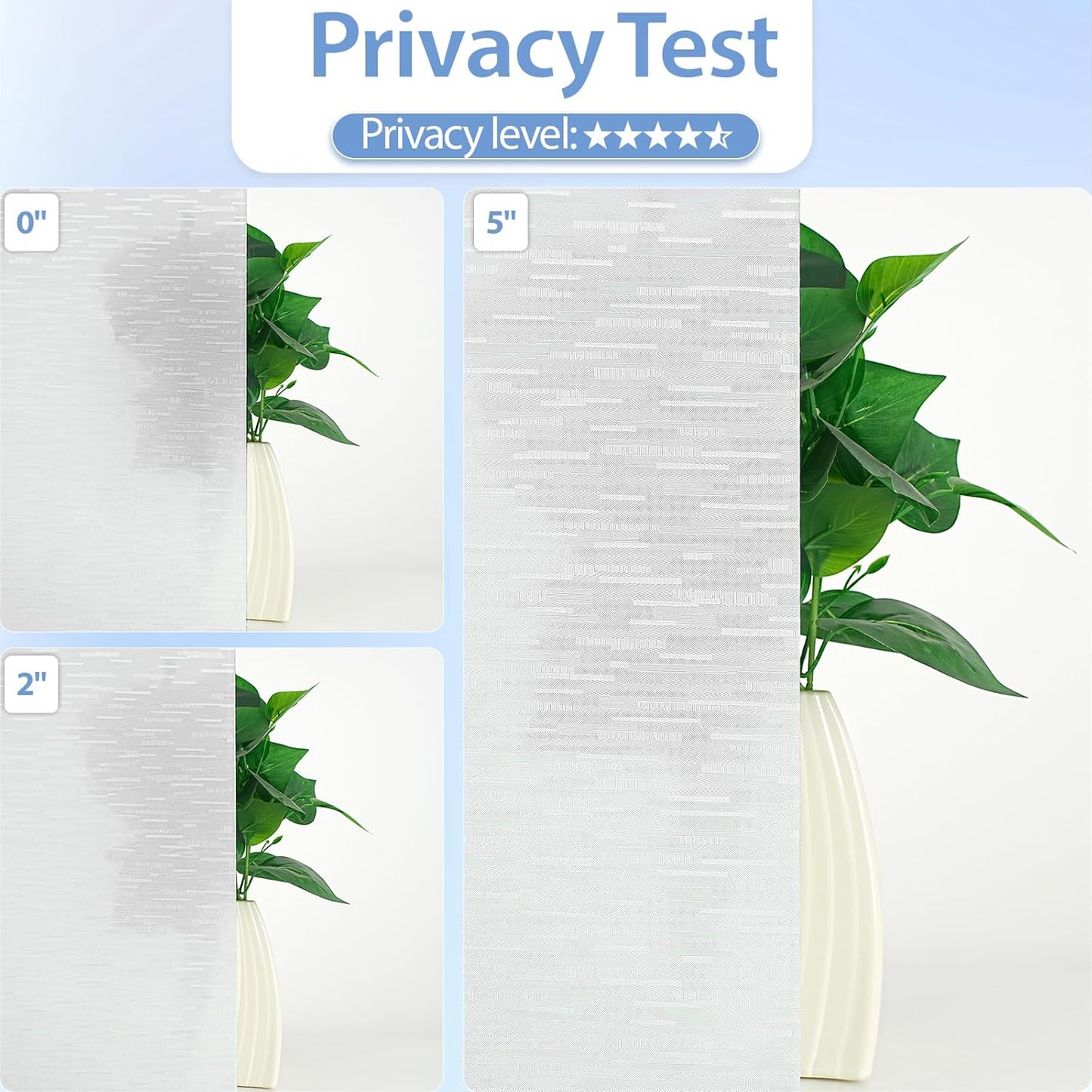 GTJ Frosted Window Privacy Film, Static Cling No Glue Removable Reusable, UV Blocking Glare & Heat Reduction, for Bathroom Glass Door Home Office, 17.5" x 78.7"in