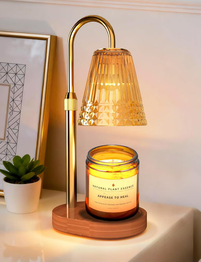 Candle Warmer Lamp with Timer and Dimmer, Flameless Wax Warmer for Scented Jar Candles, Height Adjustable Table Lamp, Cozy Home Decor for Bedroom Living Room, Aesthetic Gift for Women