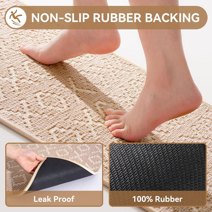 YDKGL Bathroom Rugs Non Slip, Super Absorbent Quick Dry Bath Mats for Bathroom, Foam Weave Texture Thin Bath Rugs Washable with Rubber Backing Fit Under Door Outside Shower,16" x 24“