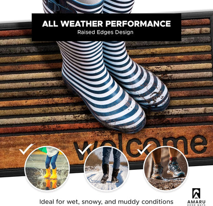 Extra Durable, Superior Absorption, Front Door Mat for Outdoor & Indoor - Welcome Mat for Entryway, Entrance, Patio, Porch - Waterproof, Non-Slip Backing, Coarse Fibers (Scales,17x29)