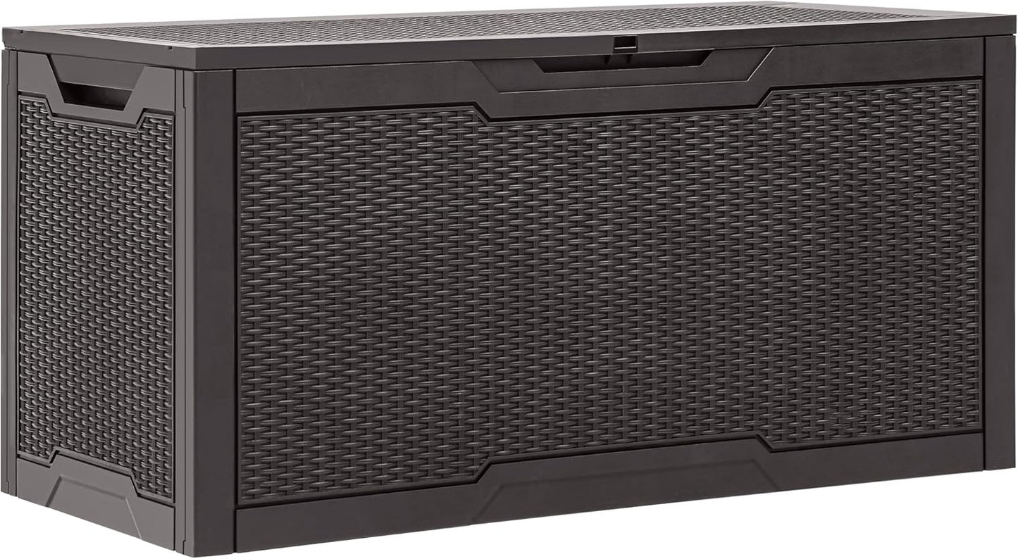 YITAHOME 100 Gallon Large Outdoor Deck Box | Waterproof Resin Storage Box, Lockable Indoor Outdoor Storage Container for Patio Furniture Cushions, Pool Accessories