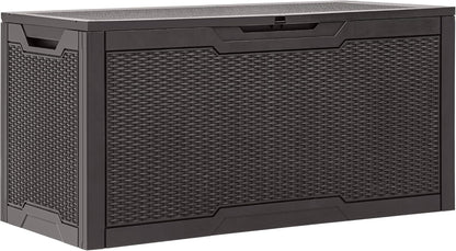 YITAHOME 100 Gallon Large Outdoor Deck Box | Waterproof Resin Storage Box, Lockable Indoor Outdoor Storage Container for Patio Furniture Cushions, Pool Accessories