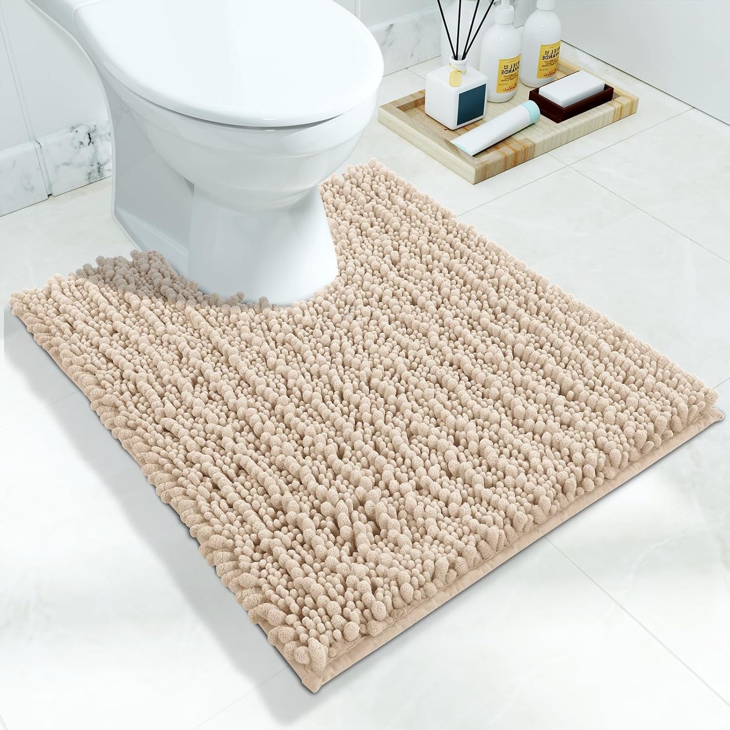 Yimobra Bathroom Rugs Non Slip Washable - Ultra Soft Absorbent Chenille Bath Mat, Quick Dry Shaggy Floor Carpet for Tub Shower, Gray Home Decor Accessories, 24x17 Inch