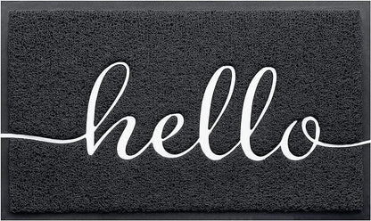 CozyBounty Black Door Mat Welcome Mats Outdoor Indoor Non-Slip Doormat for Entryway Low-Profile Floor Mat for Yard, Garage, High Traffic Areas (30"x17.5", Black)