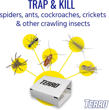 TERRO T3206SR Non-Toxic Indoor Spider, Ant, Cockroach, Centipede, & Insect Traps - Includes 12 Bug Traps Indoor for Homes