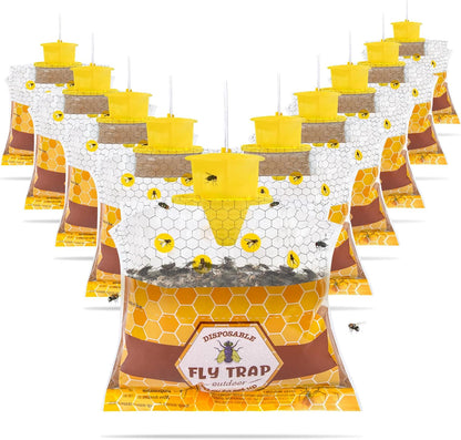 15 Big Fly Traps Outdoor Hanging, Wasp Trap Fly Bags Outdoor Disposable, Fly Bait Hunter Catcher Control Killer Repellent Outdoors, Ranch Fly Trap for Mosquito Bug Carpenter Bee Yellow Jacket
