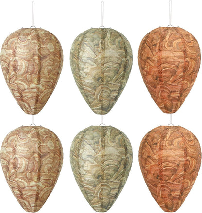 DECYOOL 6 Pack Paper Fake Wasp Nests Decoys for Yellow Jackets and Wasps | ﻿ Oversized Paper Build, Eaves/Garbage/Pool Areas, Territorial Hive Mimicry, Hanging Design,Easy Mount