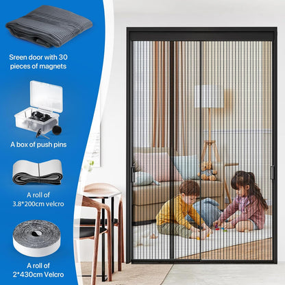Heavy Duty Door Screen Magnetic Closure, LOVIGA Thickened Fiberglass Screen Door Mesh, Self Sealing, Tear Resistant, Easy Assemble, Fine Mesh Keep Bugs Out Fit Door Size 36 Inch X 82 Inch