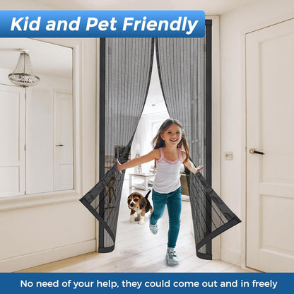 Smartor Magnetic Screen Door Magnetic Closure Fits 36"x82" Doors |Polyester - Retractable Screen Door Mesh| Self Sealing|Hands Free |Keeps Bugs Out|Pet and Kid Friendly-38 Inch x 83 Inch