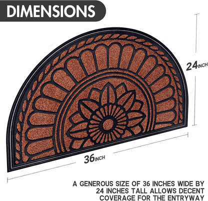 Mibao Front Door Mat Indoor Outdoor Entrance, Semicircular Entrance Mat, Half Round Waterproo Non-Slip Durable Rubber Door Mats, Low Profile Heavy Duty Doormat for Garage, Patio, 30" x 18", Yellow