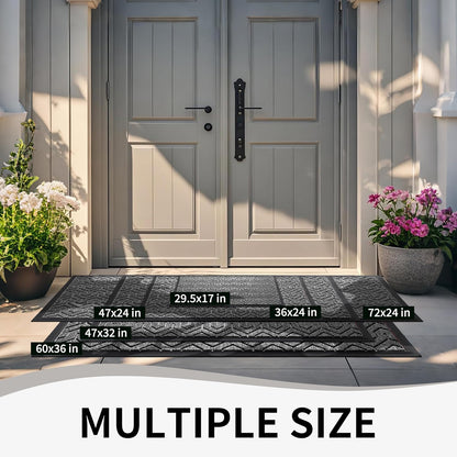 Yimobra Front Door Mat Outside Entrance 29.5x17, Waterproof Heavy Duty Outdoor Mats for Front Door, Non Slip Rubber Entry Mat for Garage Patio Indoor, Grey