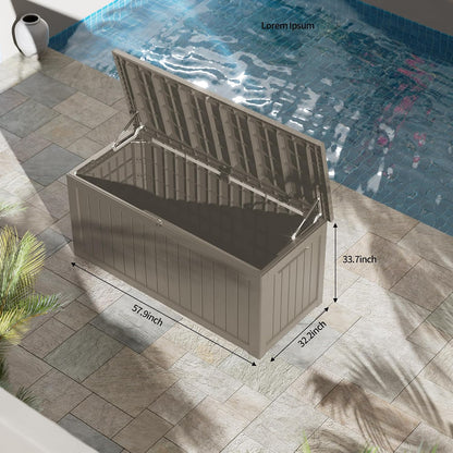 320 Gallon Outdoor Storage Box, Extra Large Waterproof Resin Deck Box with Lockable Lid Storage Bin for Patio Furniture Cushion, Garden Tools, Pool Accessories, UV-Resistant Outside, Black