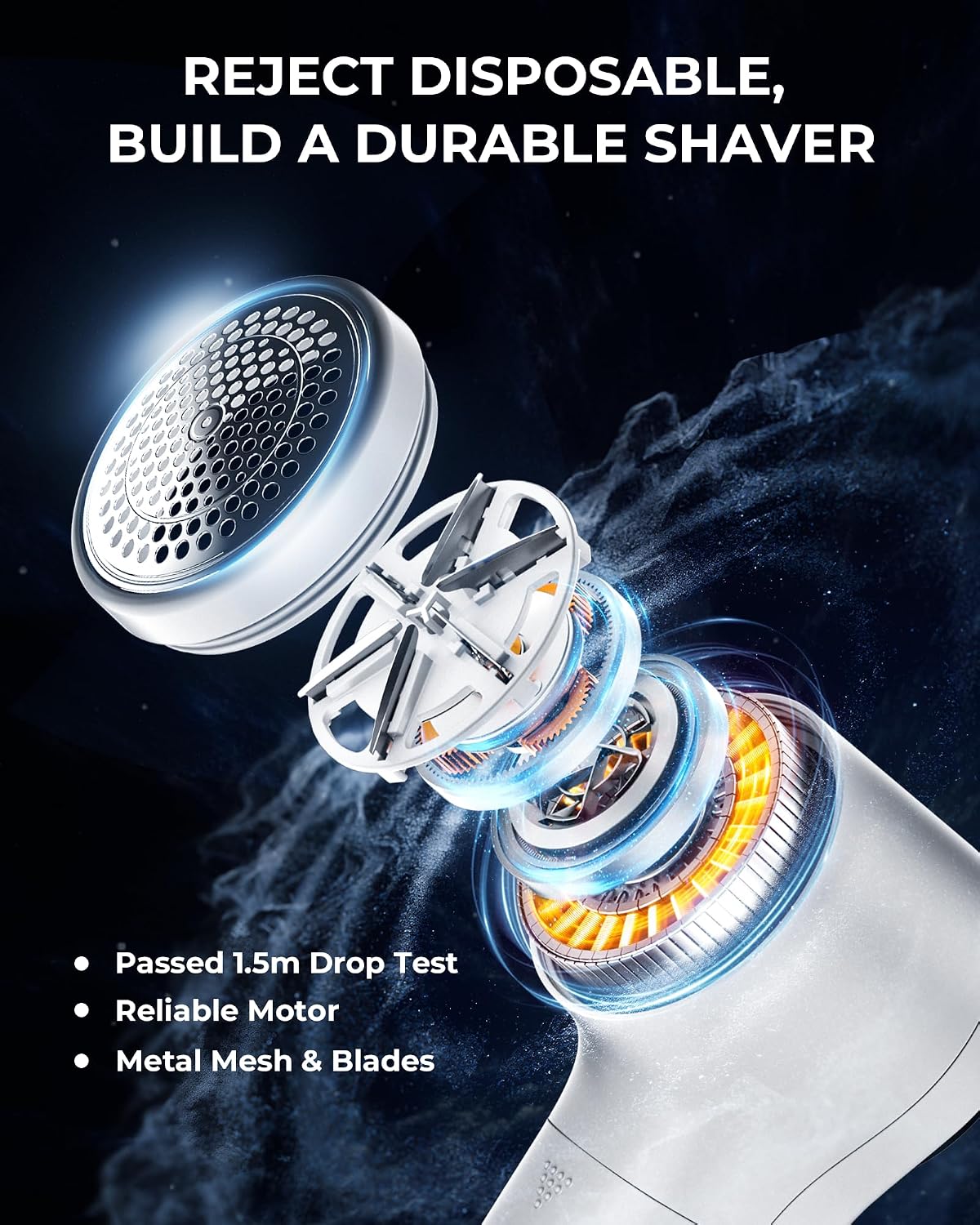 FrSara Fabric Shaver, Rechargeable Lint Remover, 3-Speed Electic Lint Shaver, 6-Blade Sweater Shavers to Remove Pilling, Battery Powered with LED Display for Furniture,Clothes, Upholstery, Black