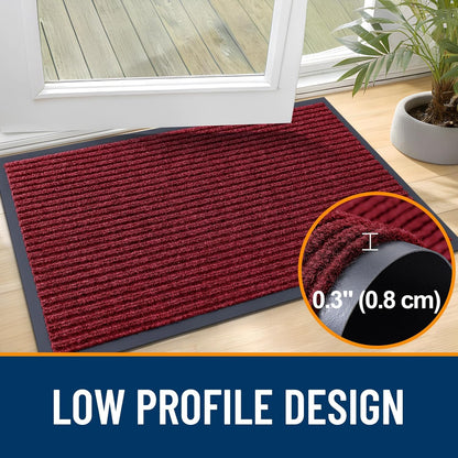 OLANLY Front Door Mat Indoor Outdoor Entrance, 2-Pack 29.5 x 17 Inch, Waterproof Heavy Duty Doormat, Fade Resistant, Low Profile, Easy Clean Patio Porch Welcome Floor Mats for Entry, Grey
