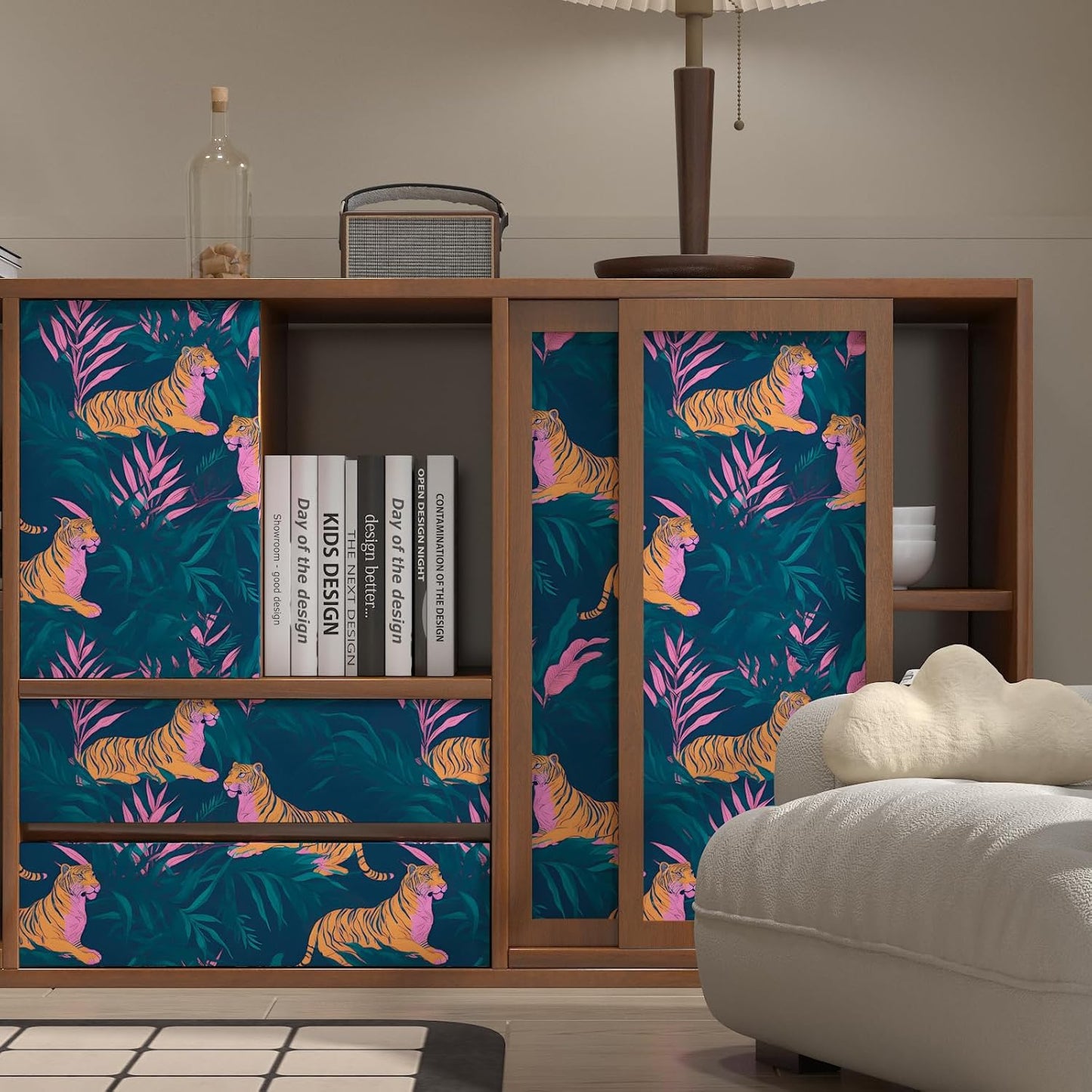 BOKEBEVE Watercolour Floral Peel and Stick Wallpaper Boho Vibrant Contact Paper Renter Friendly Wall Paper for Countertop Cabinet Wall Shelf Liner Removable Blue Colorful 17.5 x 118In