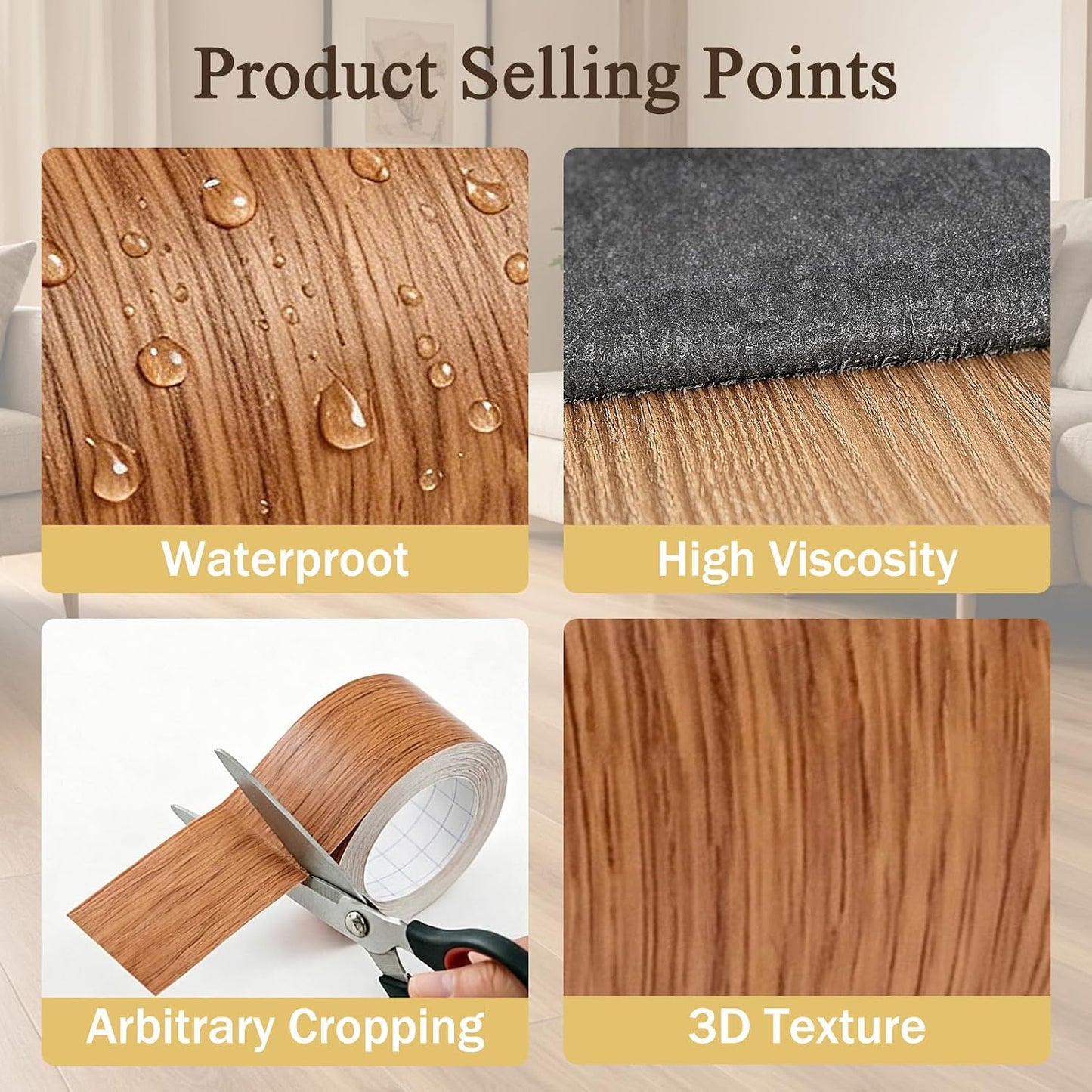 GSCIT Club Wood Grain Repair Tape, 2.4 inch X 15ft Self Adhesive Maple Grain Repair Patch for Tables, Chairs, Baseboards, Doors, Windows, Floors, Handicraft DIY. - Colors A