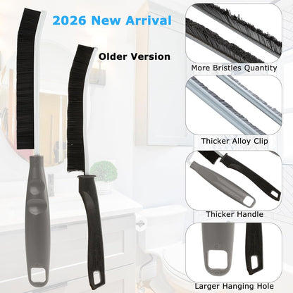 2026 NEW Ergonomic Anti-Slip Handle Grout Brush, 2Pcs Crevice Cleaning Brush, Hard Bristle Multi-Purpose Cleaning Tools, Small Cleaning Brush for Household Use Kitchen Bathroom, Right Hand