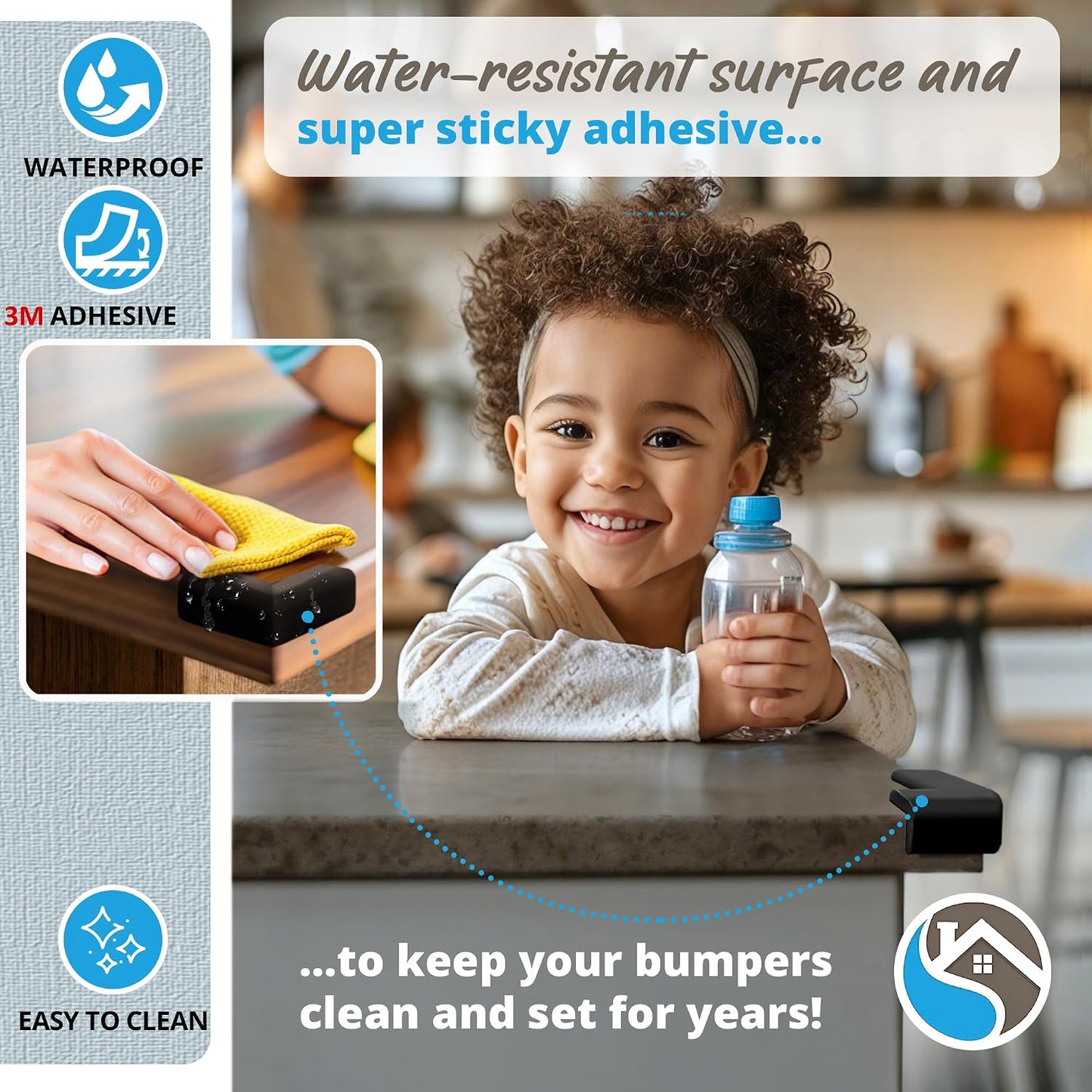 8-Pack Baby Proof Corner Protectors, Clear Furniture Safety Bumpers, Soft Rubber Foam Cushion Guards with Pre-Applied Adhesive, Child Proofing Pads for Tables, Cabinets, Desks, Glass Surfaces