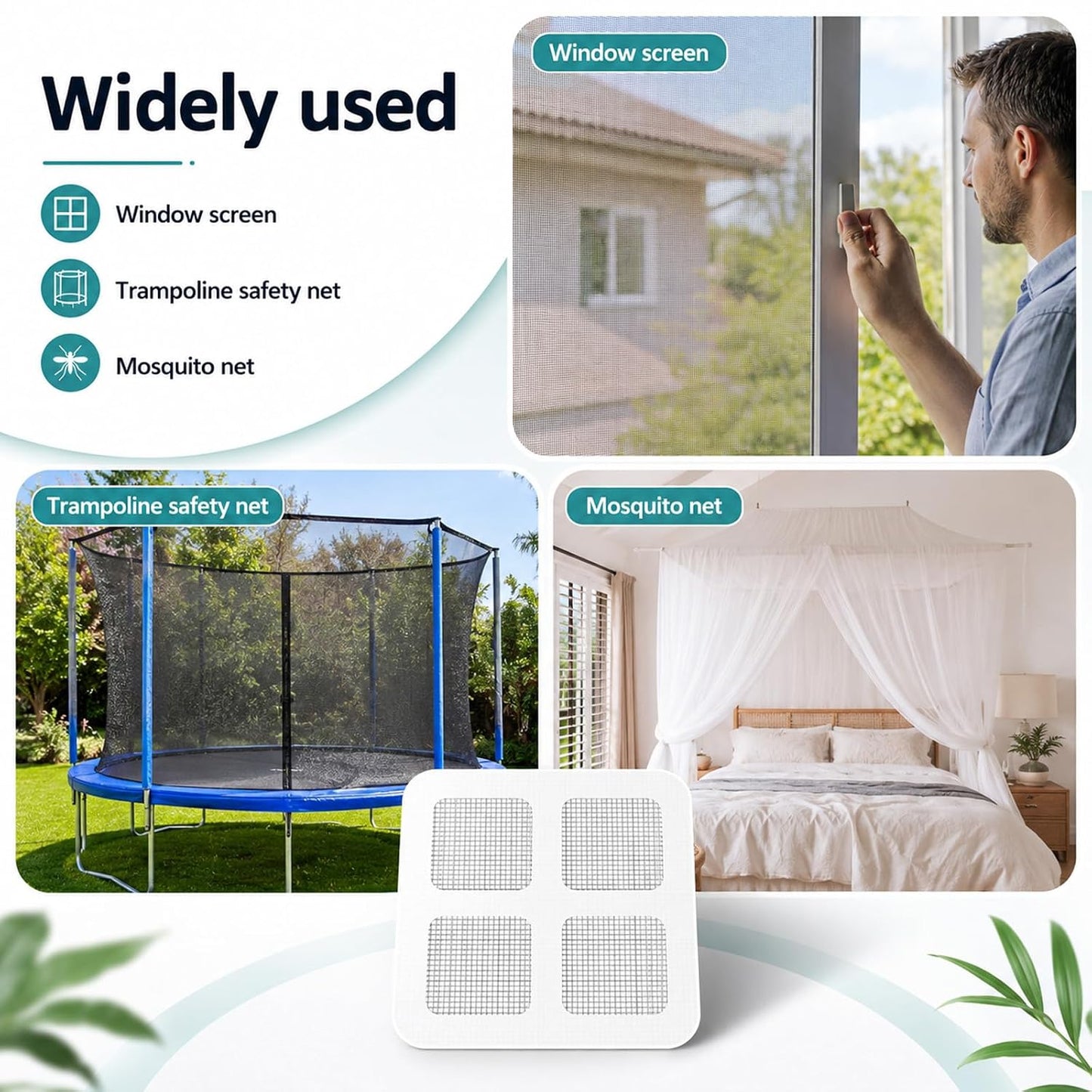 30PCS Window Screen Patches Repair Kit, Mesh Patches (4 Inch) | Self-Adhesive Mesh Patch Repair Kit, Tent Repair Patches, Outdoor Tent Patch Kits, Portable Screen Tape for Window, Camping