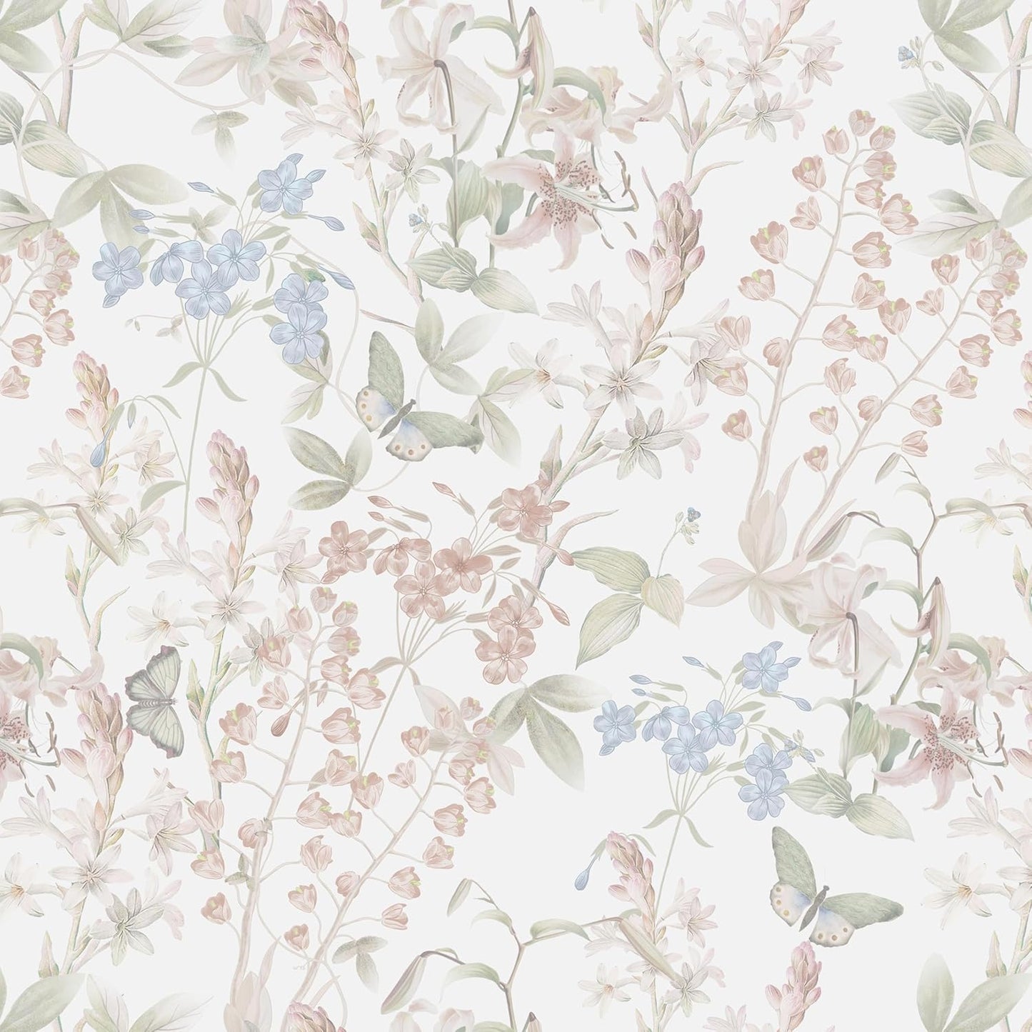 Dimoon 17.3''x78.7'' Vintage Peel and Stick Wallpaper Boho Beige Neutral Contact Paper White Floral Bird Wallpaper Removable Botanical Renter Friendly Modern Wall Paper Bedroom Bathroom Vinyl Roll