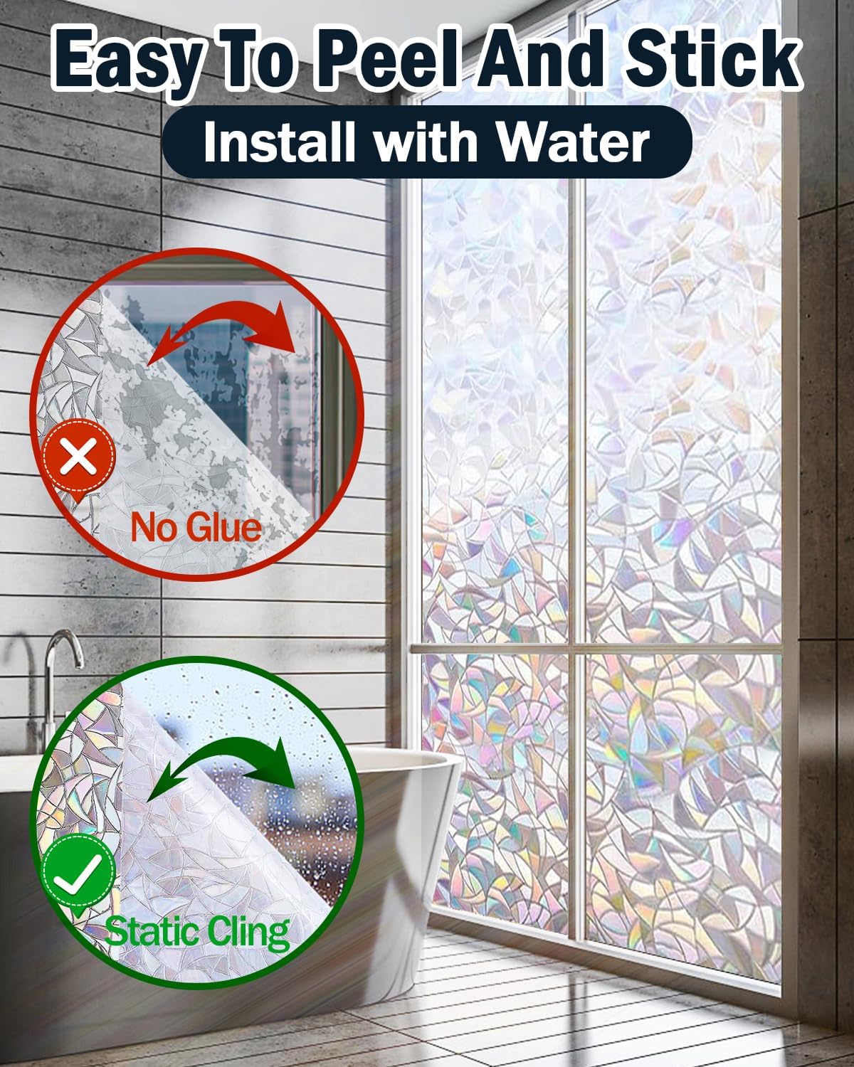 Lovepea Pure Frosted Glass Window Privacy Film 24 Hour Two Way Privacy, Removable, Static Cling, Ideal for Privacy scenarios Such as Home Office Doors and Windows (17.5 x 78.7 Inch)
