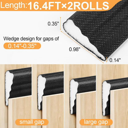 118 Inch Wedge-Shape Foam Window Weather Stripping Door Seal Insulation Strip, Soundproofing Window Inserts Foam Self Adhesive Draft Stopper Light Blocker for Winter Window Door Gaps, White