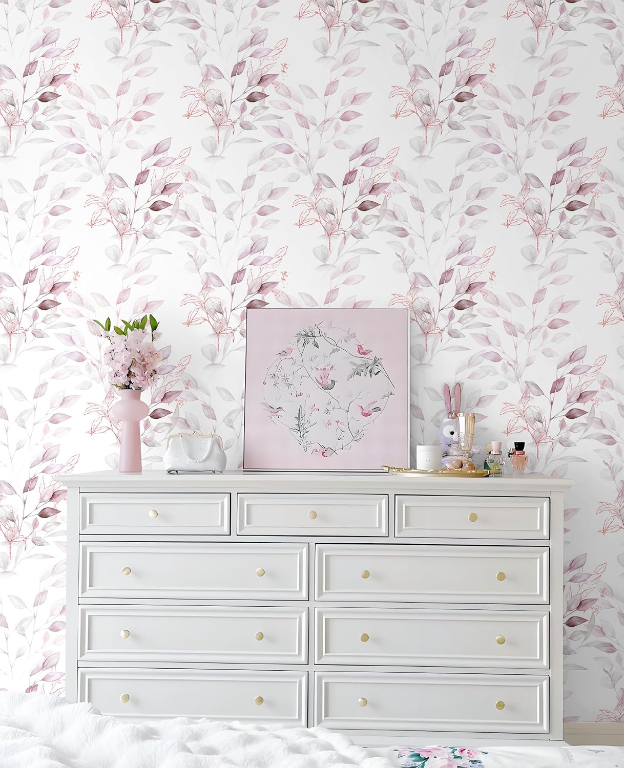 HeloHo Peel and Stick Wallpaper Blue Floral Leaf Wall Paper Self Adhesive Removable Thicken Waterproof Contact Paper for Bathroom Bedroom Living Room Decor Renter Friendly Wallpaper 15.35" X 78.7"