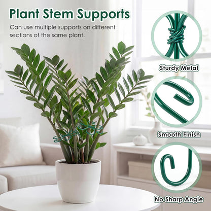 RELBRO Monstera Plant Supports, 4.3 Inch Metal Stem Support Holders Plant Stabilizer for Indoor Outdoor Potted Plants Growing Upright, Green, 4 Pcs