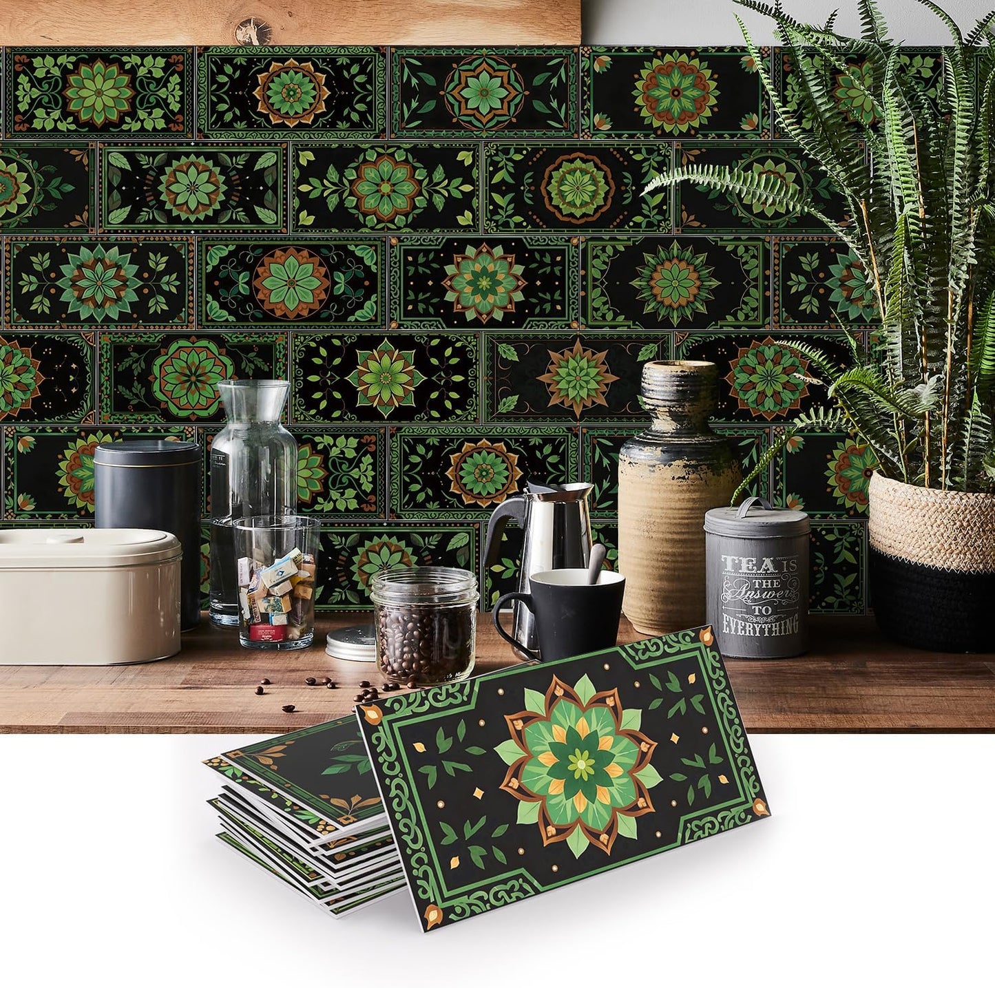VICCI 32Pcs Tile Decals - Peel and Stick Kitchen Backsplash - Decorative Wall Tiles Stickers 8" x 4" Self-Adhesive Waterproof Removable for Bathroom Cabinets Home DIY Projects Decor