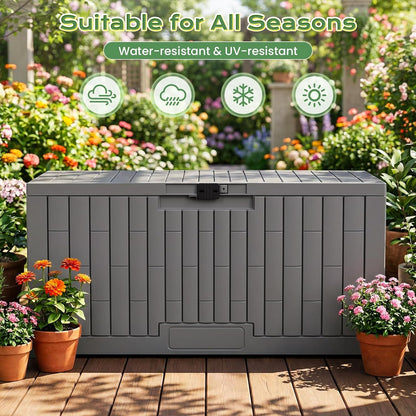 Jocoevol Deck Box 60 Gal, UV Resistant & Waterproof Outdoor Storage Box with Lock, Easy Assemble Storage Bins Container for Pool Patio Garden