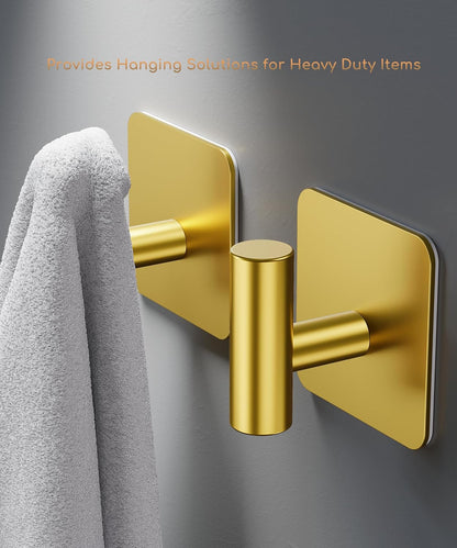 Aikzik 4 Pack Large Heavy Duty Wall Hooks - 26lb Max, Stainless Steel Adhesive Towel Hook, Shower Hooks for Hanging Towel, Coat, Robe, Wall Hook for Use in Bathroom, Kitchen and Door, Matte Black