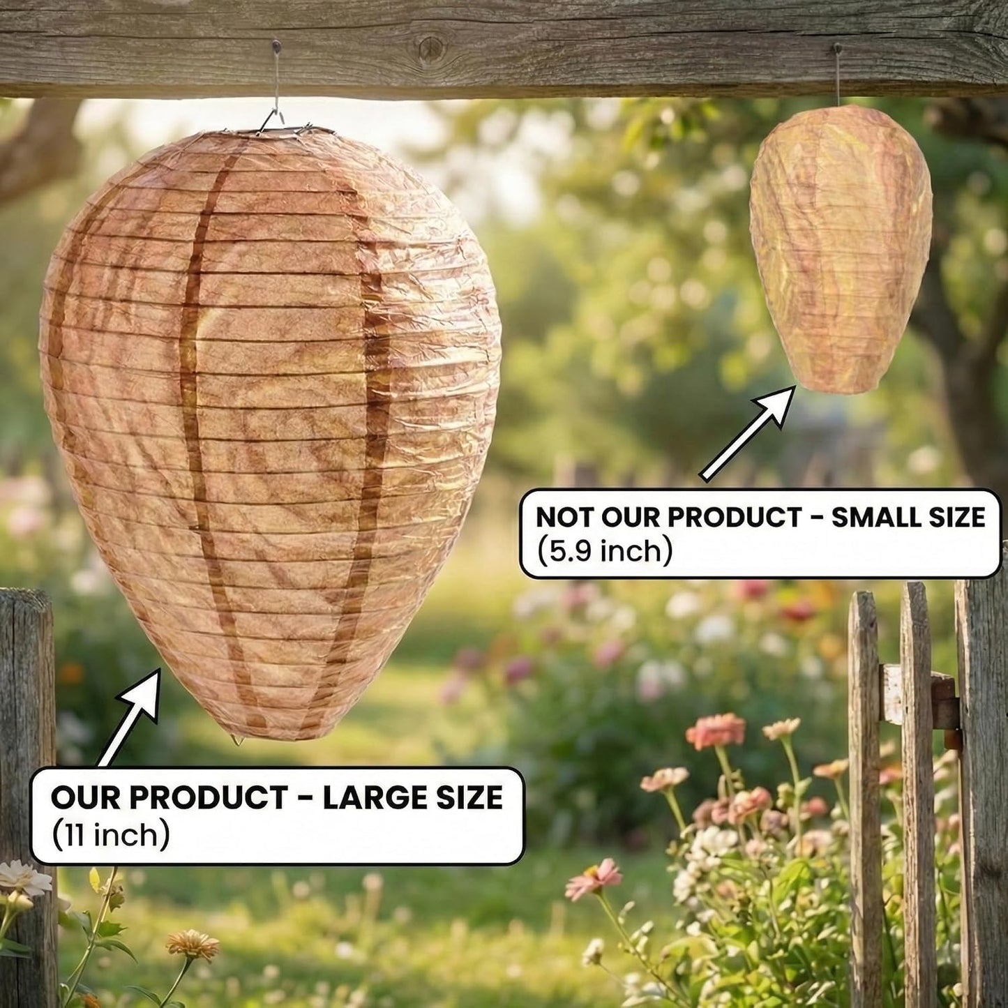 4 Pack Hanging Paper Fake Wasp Nests for Home(Brown)