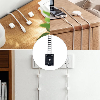 30PCS Self-Adhesive Cable Management Clips, Desk Wire Organizer Zip Ties, Heavy Duty Nylon Cord Holders for TV, PC, and Home Office Use