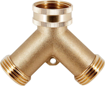 Triumpeek Brass Garden Hose Splitter, 3/4 Inch 2-Way Y Brass Hose Connector with O-ring Washers & Tape