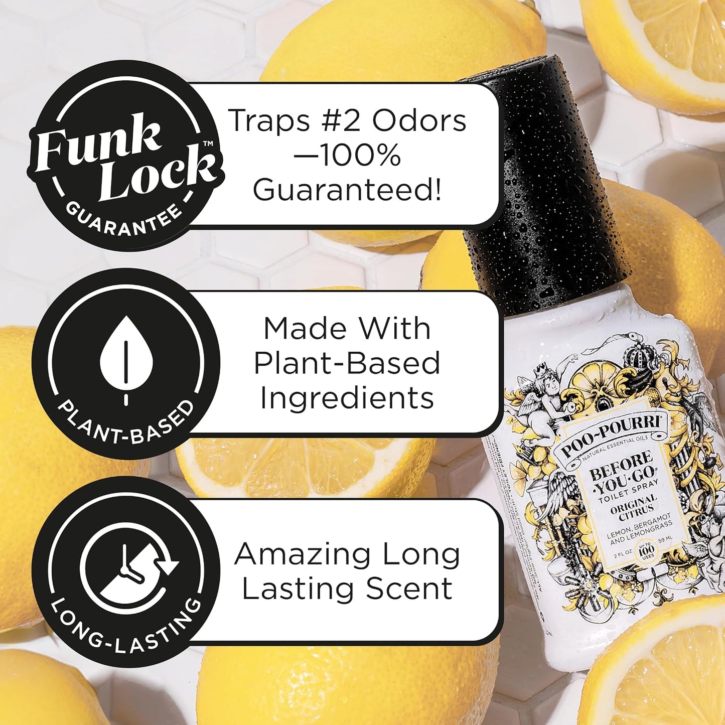 Poo-Pourri Before-You-Go Toilet Spray Refill, Original Citrus, 16 Fl Oz, Up to 800 Uses, Bathroom Odor Deodorizer with Essential Oils for Home or Work, Lemon, Bergamot and Lemongrass Scent
