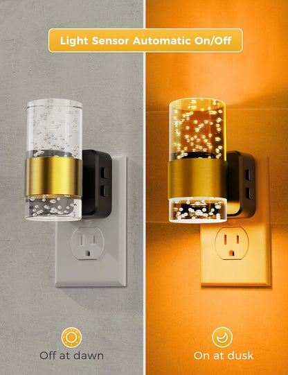 L LOHAS LED Night Light,Dimmable Night Lights Plug into Wall, 2 Pack Acrylic Nightlight with 0-100 LM Adjustable Brightness, 3000K Plug in Night Light with Dusk to Dawn Sensor, for Bathroom Hallway