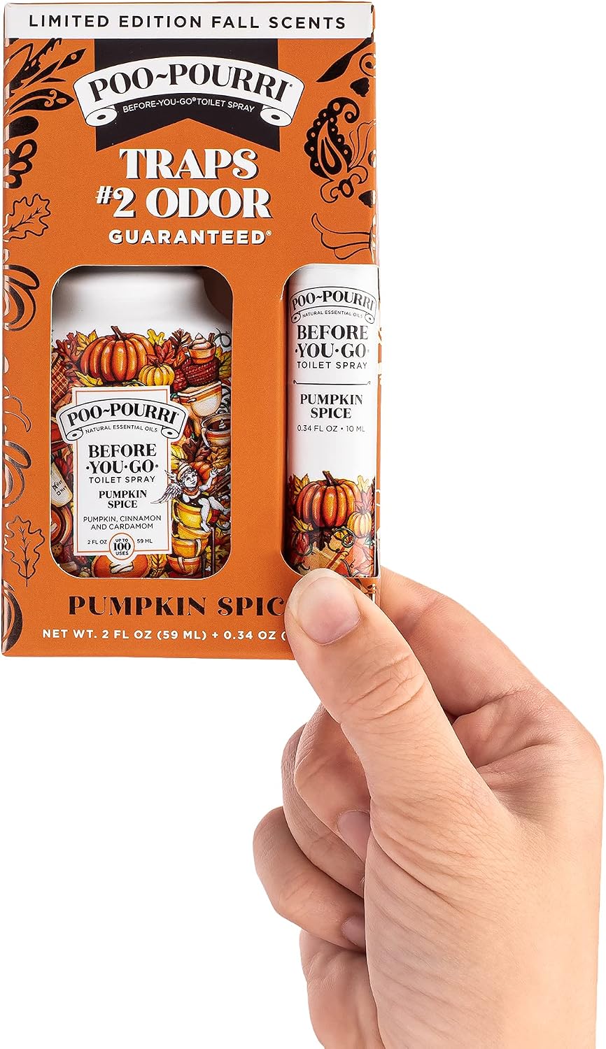 Poo-Pourri Before-You-Go Toilet Spray, Bamboo Rain, 2 Fl Oz, Up to 100 Uses, Bathroom Odor Deodorizer with Essential Oils for Home or Work, Travel Essentials, TSA Approved Size, Bamboo & Fresh Grass