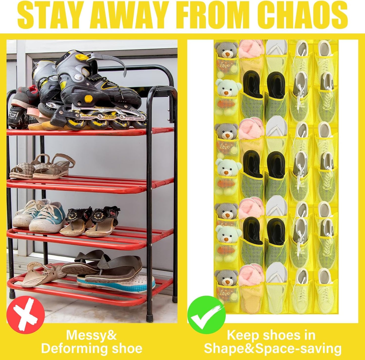 Windyun 40 Over The Door Shoe Organizer, Large Mesh Pocket Hanging Shoe Rack Hanger Large Capacity Gray Behind The Door Storage Holder for Dorm College Closet Entryway Bedroom Utility Room Women Men
