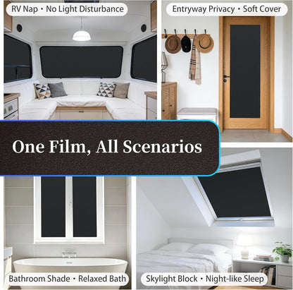 Finnez Frosted Privacy Window Film - Static Cling No Adhesive, Reusable & Easy to Remove, Decorative Glass Film for Home Bathroom Office Door, Crystal Clear 17.5 x 78.7 inches