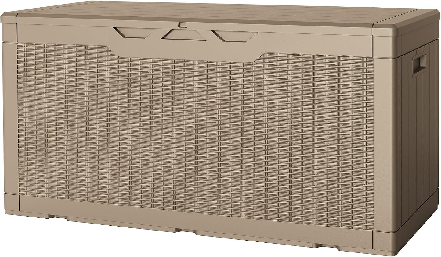 JUMMICO 31 Gallon Resin Deck Box Waterproof Indoor Outdoor Storage Boxes for Patio Furniture Cushions and Garden Tools (Brown)