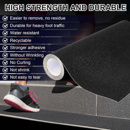 Watersay 8 Inch x 20 ft Anti Slip Traction Tape Waterproof Clear Non Skid Tape Durable Grip and Friction Stair Non Slip Strips Abrasive Adhesive for Stairs Steps Ramp Outdoor Indoor