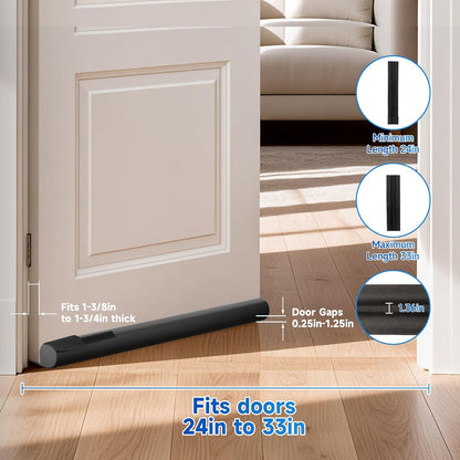 2 Pack Door Draft Stopper, Under Door Sweep Blocks Cold Air & Noise, Energy Saving, Adjustable Weather Stripping Seal, Heavy-Duty Non-Slip Design for Exterior/Interior Doors, Easy to Install