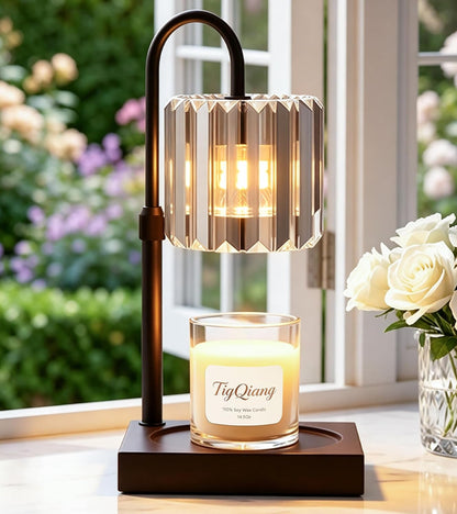 TigQiang Adjustable Height Candle Warmer Lamp, Candle Lamp Timer Dimmer 7 Levels, Compatible All Jar Candles, Top Melting, Cystal Candle Heater Lamp for Scented Wax, Elegant Home Decoration, Black