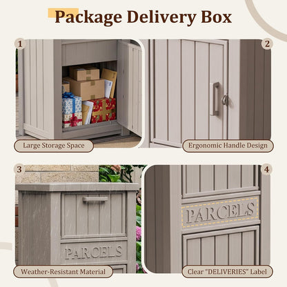 Outdoor Storage Box, 90 Gallon Package Delivery Boxes for Outside, with Lockable Secure, Deck Box Outdoor Waterproof for Entryway, Front Porch, Backyard, Garden, Patio, Lawn, Black