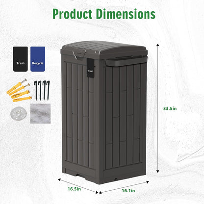 Outdoor Storage Box, 60 Gallon Waterproof Deck Box, Lockable Storage Container, Built-in Reinforcing Metal Rod Outside Resin Bin for Patio, Garden, Poolside and Garage