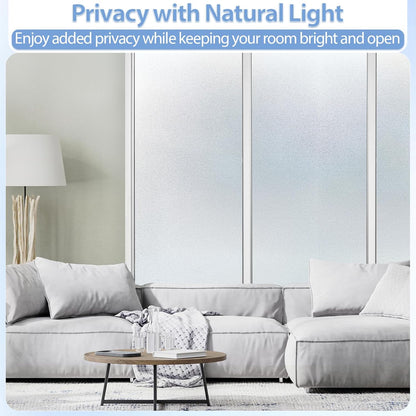 GTJ Frosted Window Privacy Film, Static Cling No Glue Removable Reusable, UV Blocking Glare & Heat Reduction, for Bathroom Glass Door Home Office, 17.5" x 78.7"in