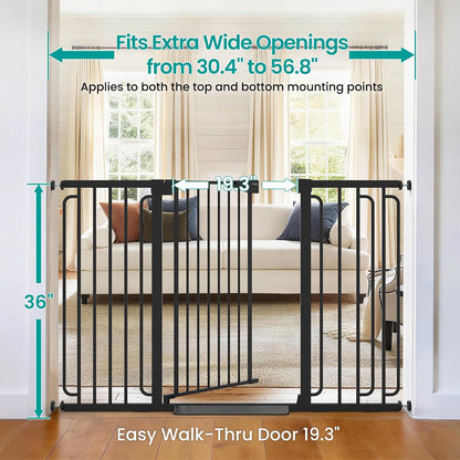 Cumbor 30-46" Baby Gate for Stairs, Mom's Choice Awards Winner-Auto Close Dog Gate for The House, Gifts for Mom, Easy Install Pressure Mounted Pet Gates for Doorways, Black